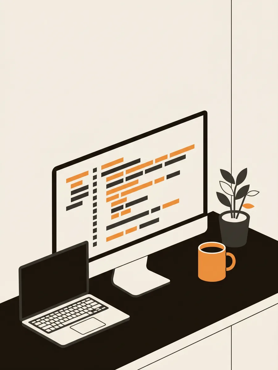 Ilustração de estação de trabalho de engenharia de software